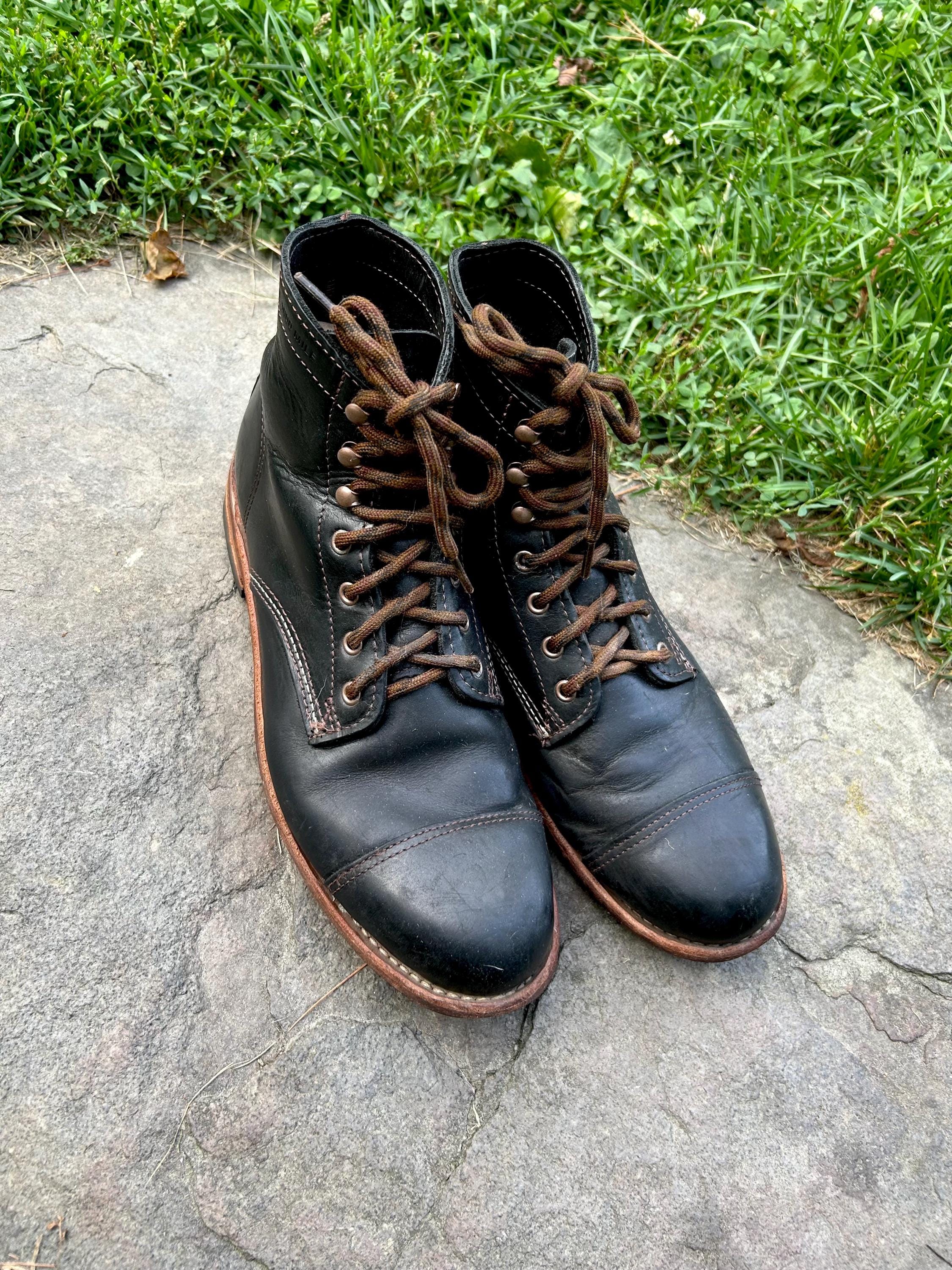 Wolverine 1000 Mile Cap Toe‎ Work Boots Leather BlackUSA  Vibram Lace Up 10 D Wolverine 1000 Mile Black Leather Cap Toe Lace Up - Etsy main image 3