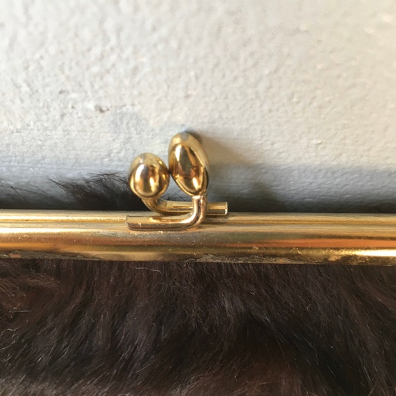 Mink purse - 50s 60s - clutch - gold hardware - s… - image 6