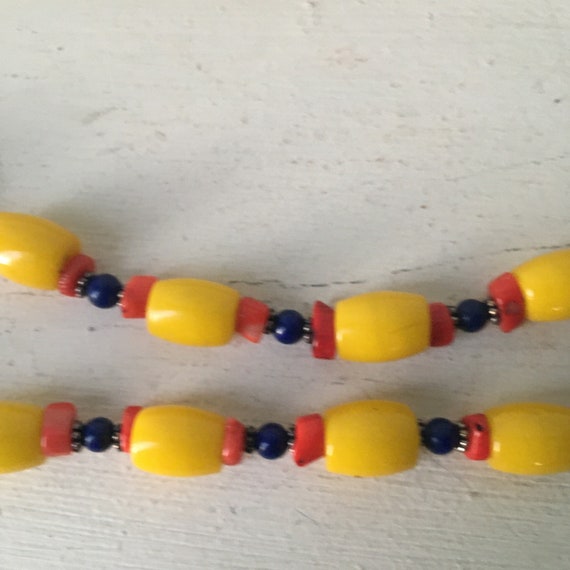 Ethnic yellow bead necklace - hippie necklace -bo… - image 4