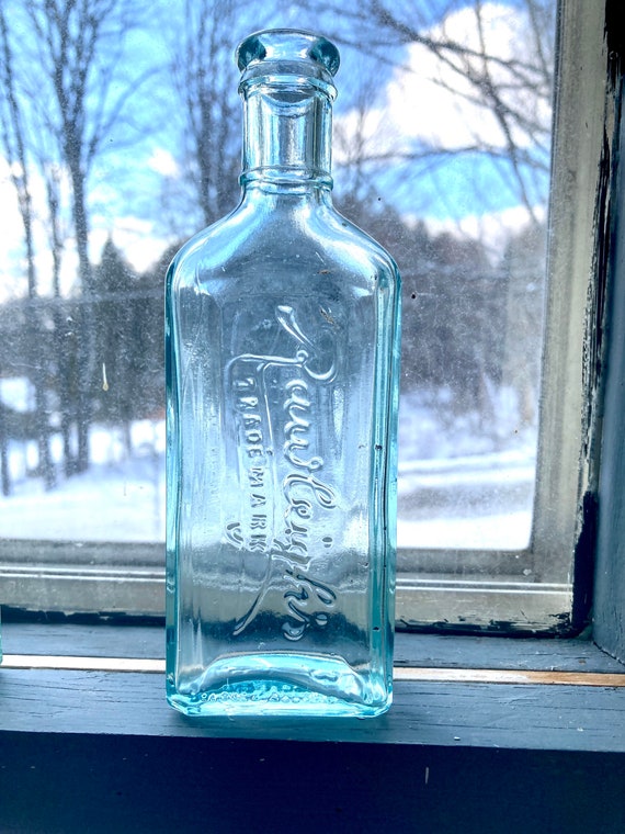 3 本の青緑色のアンティークガラス瓶 - 20 年代 - 小さな瓶、薬瓶