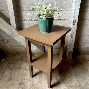 Small table plant stand farmhouse handmade painted distressed square table side table
