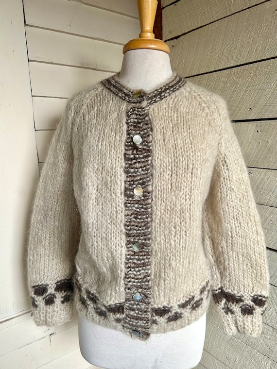 Vintage mohair cardigan sweater Italy 60s natural… - image 3