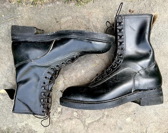 10W Vintage 70s 80s US Military Black Combat Leather Jungle Boots