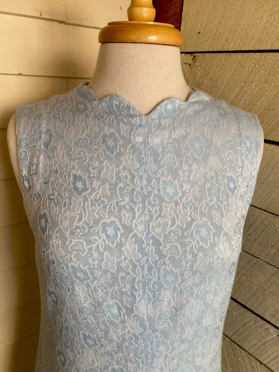 70s light blue sleeveless polyester knit dress sl… - image 3