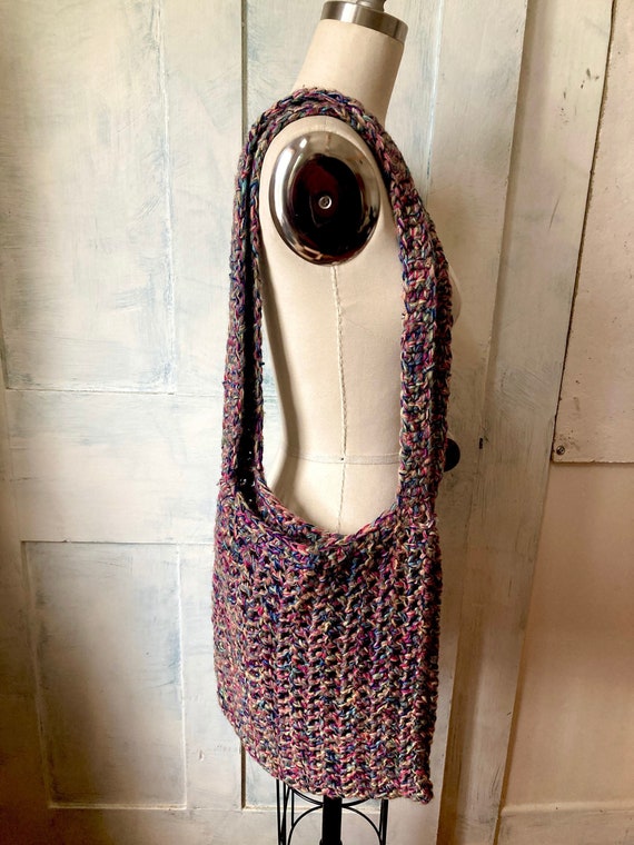 Crochet wool handbag - handmade - hippy boho cross