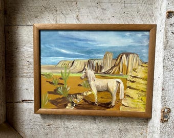 70年代のベルベット画、教会風景、手彫り、木製フレーム、メキシコ