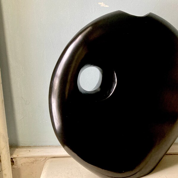 Large Round Flat Vase Etsy