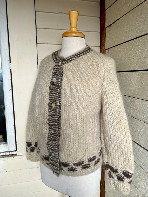 Vintage mohair cardigan sweater Italy 60s natural… - image 4