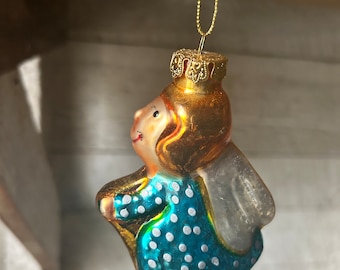 Angel glass Christmas tree ornament - handmade glass Christmas tree decor xmas