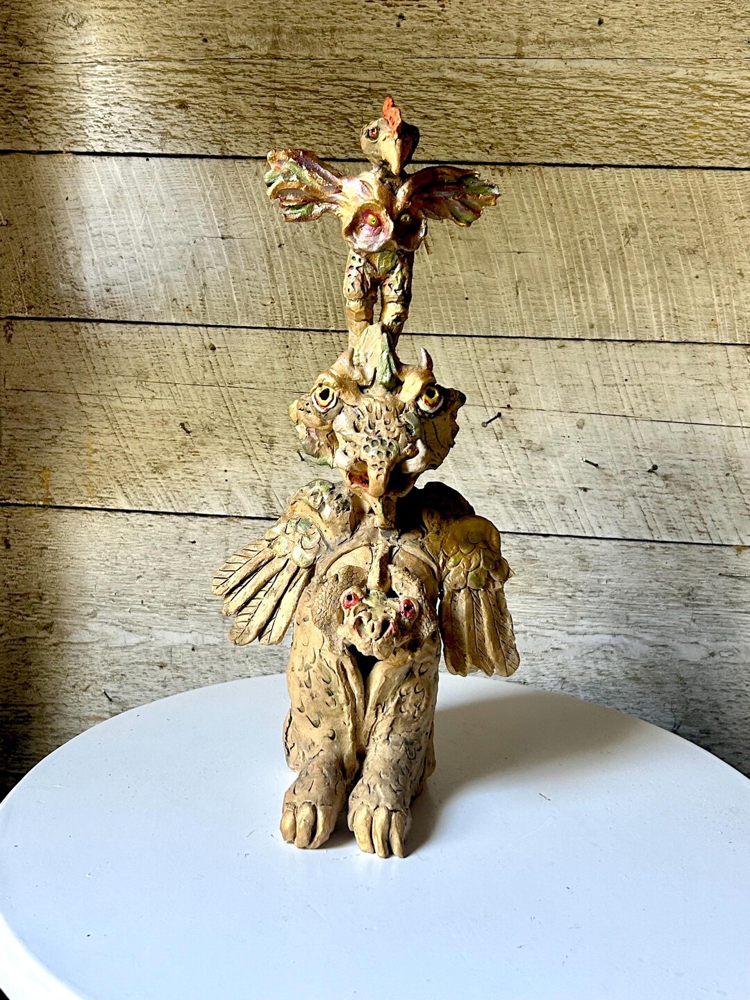 Gargoyle Display Ceramic Fantasy Mythical Gargoyle Birdman Dragon 3 Creatures Fantasy ...