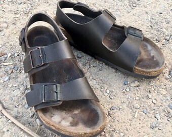 Birkenstock 2 Strap Sandals Brown Leather Mens Size 44 - Etsy Singapore