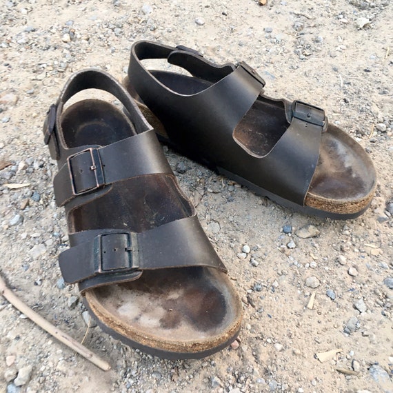 Birkenstock sandalen met 2 riemen bruin leer heren maat 44 - Etsy Nederland