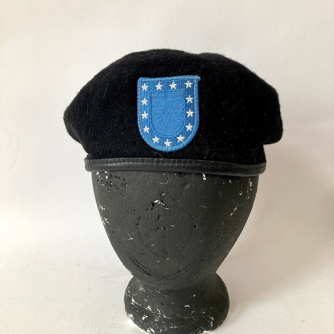 Vintage Black Army Garrison Collection Wool Beret Hat Blue - Etsy
