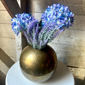Brass hammered vase tall 8” high sphere shape ethnic handmade round