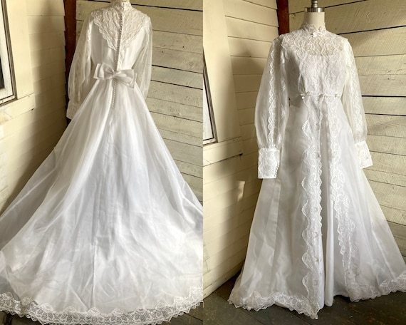 Empire line wedding dress lace overlay deals
