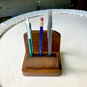 Mid Century Holz Stifthalter Handarbeit Retro Büro