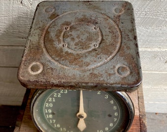 40s Vintage Kitchen Scale Farmhouse Rustic Primitive Blue Gray