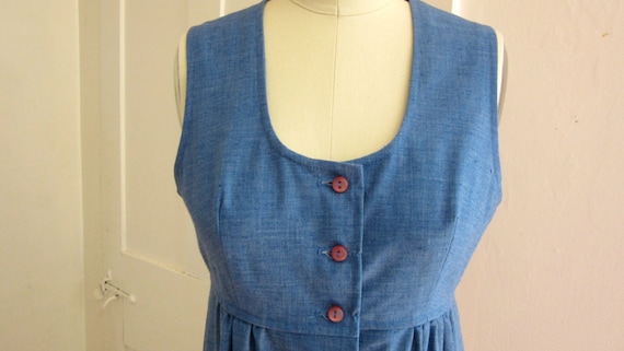 1970s Blue Jumper - Maxi Dress - Heather Weave Fa… - image 2