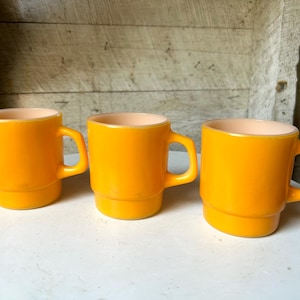 Fire King milk orange milk glass mugs Anchor Hocking 3 mugs coffee mugs w