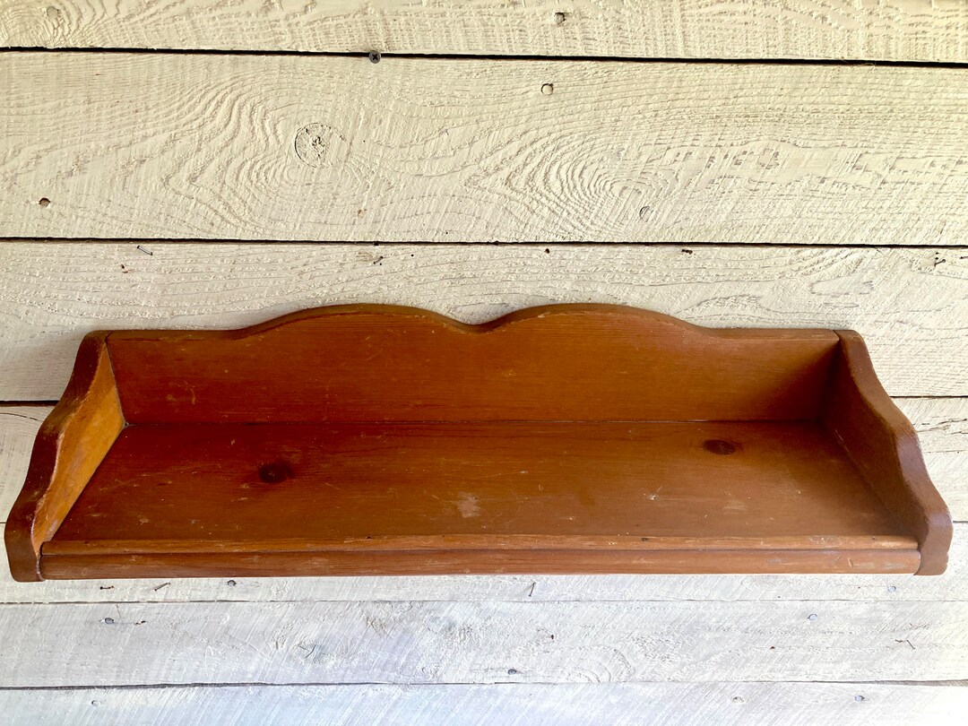 Wood Shelf Black Iron Brackets Farmhouse Decor Handmade Wooden Etsy