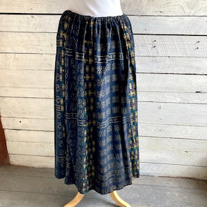 Falda larga con cordón de algodón serigrafiado African Star, talla única