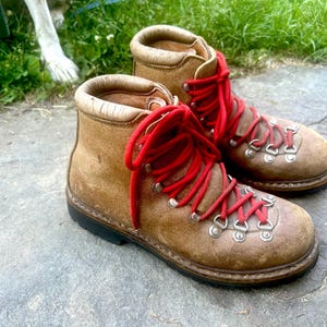 70s Fabiano leather mountaineering boots - Italy men’s hiking boots size 8 - leather lined - vibram soles - 1970s