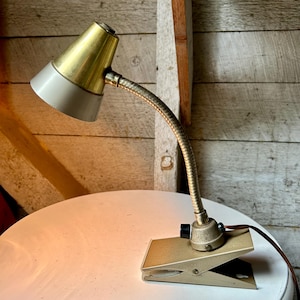 Mid Century metal goose neck clamp or sconce lamp small desk lamp task lighting table lamp wall lamp