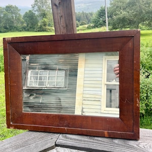 Antique wood frame mirror farmhouse rectangular very distressed mirror