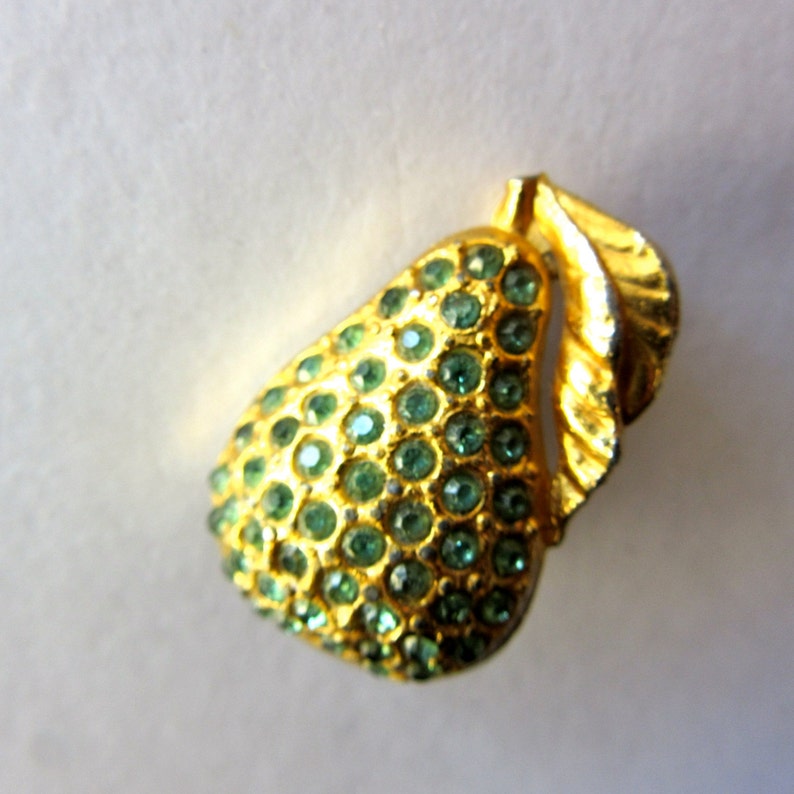 Pear Rhinestone Brooch Green Rhinestone Pear Pin Fruit - Etsy