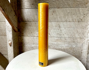 Kameyama yellow pillar candle sealed new in box 60s Japan large candle