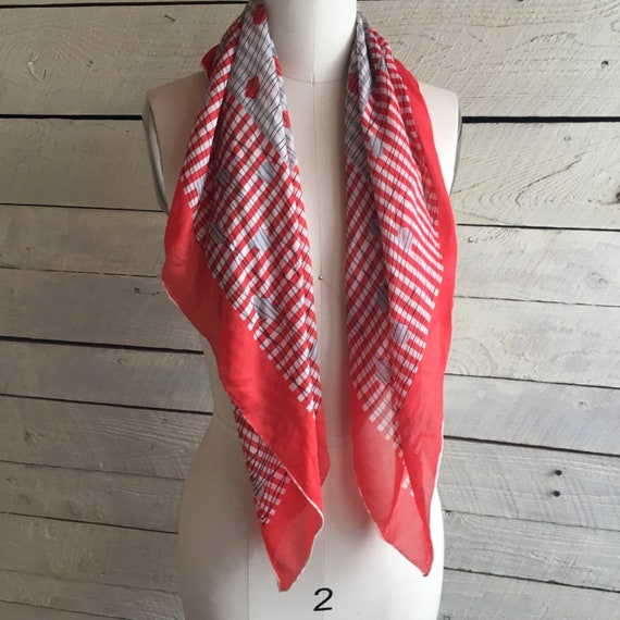 50s sheer silk scarf - mid century silk scarf - r… - image 5