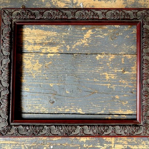 Antique ornate frame wood plaster molded raised design wall decor red frame