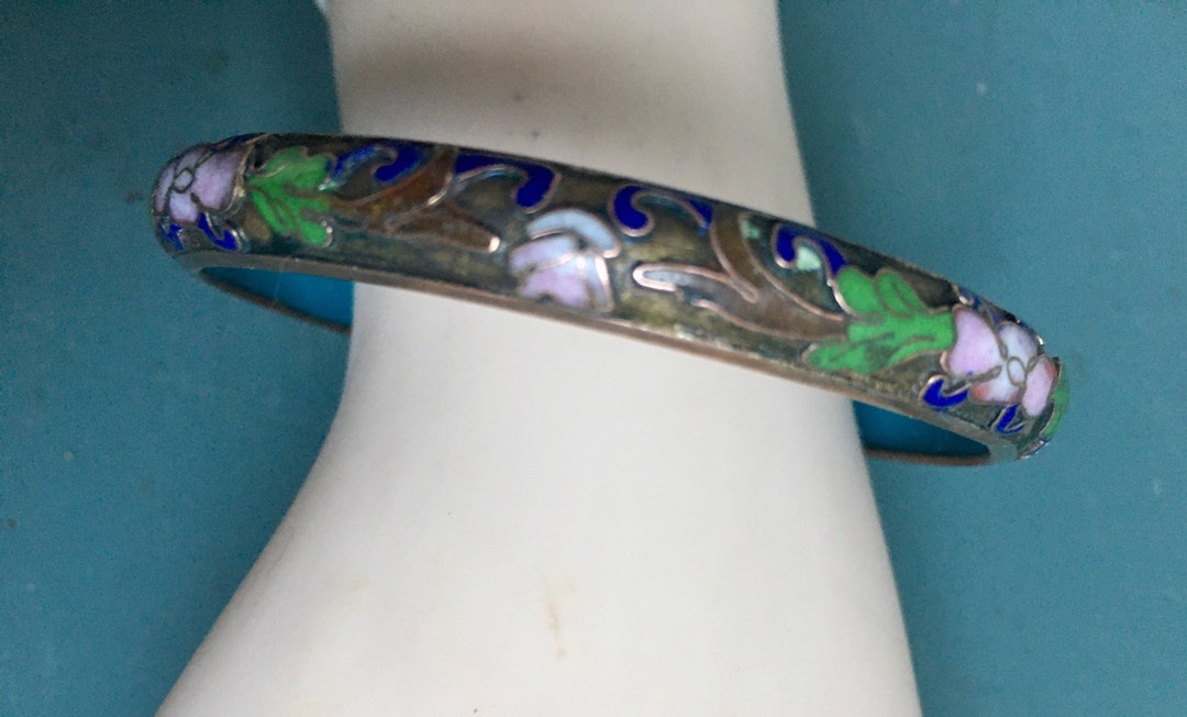 Cloisonné Bangle - Raised Enamel Design - Floral - Boho - Hippie ...