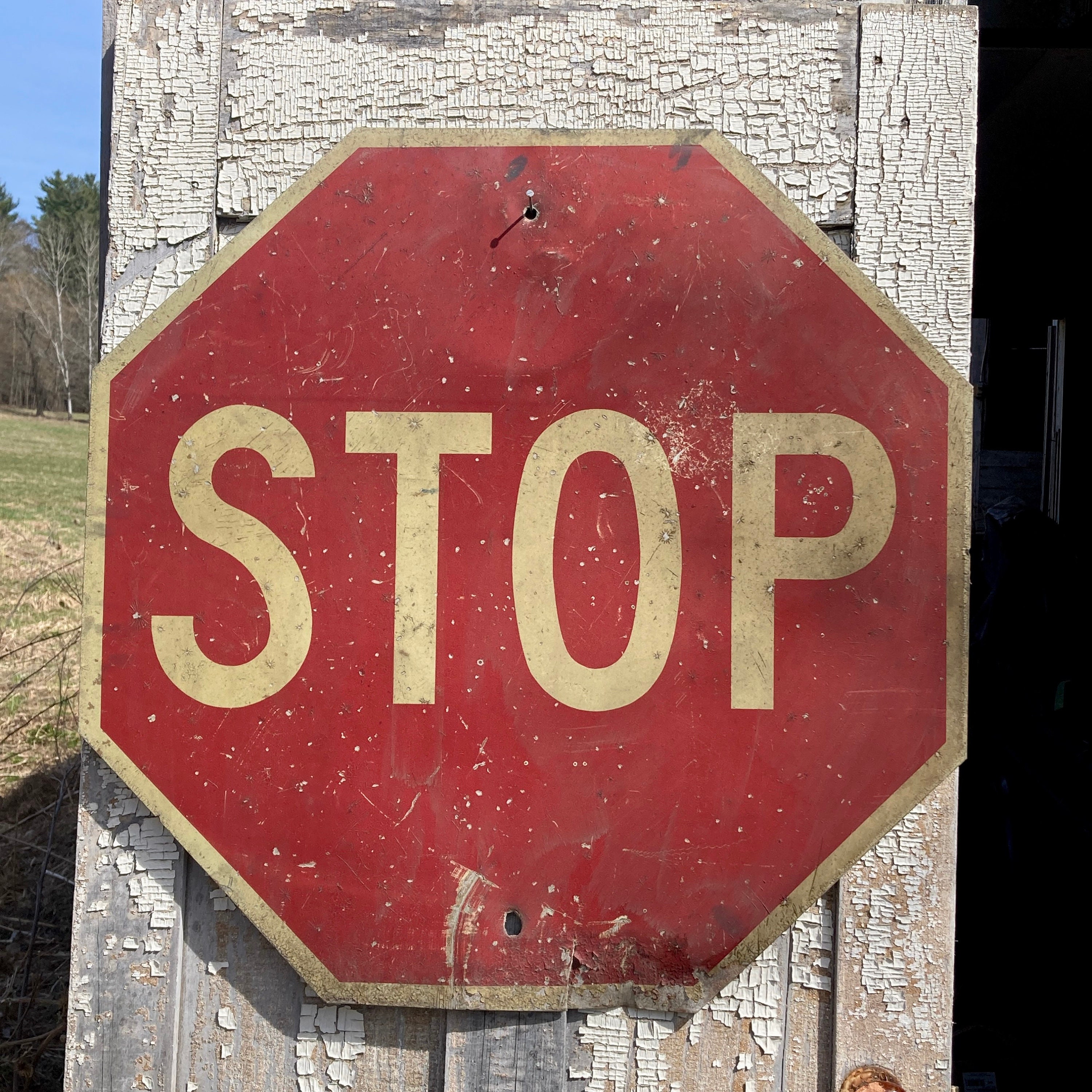Stop Sign , Road Highway Sign , Man Cave Wall Art , Vintage