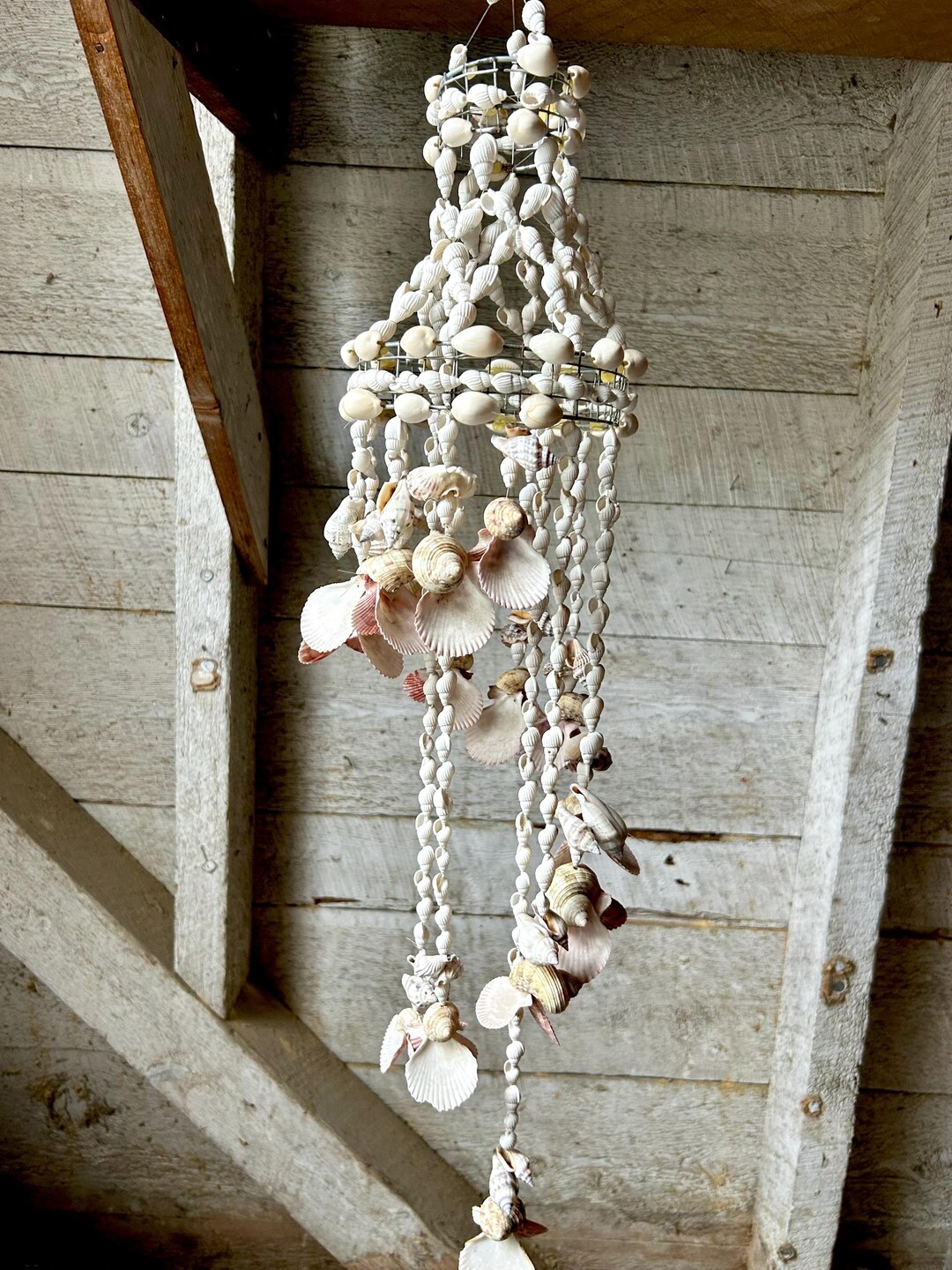 Suspended Shell 60s Cowrie Shell Hanging Wind Chime Boho Beach Decor Seashells Tropical ...