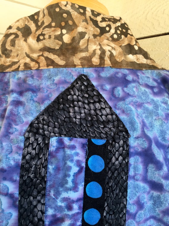 Patchwork reversible artsy cotton jacket - open j… - image 5