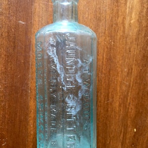 3 Blue Green Antique Glass Bottles - Root Beer Extract - 20s - Small ...