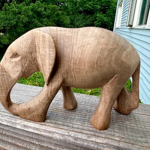 Wood elephant  - small elephant  hand carved elephant statue -