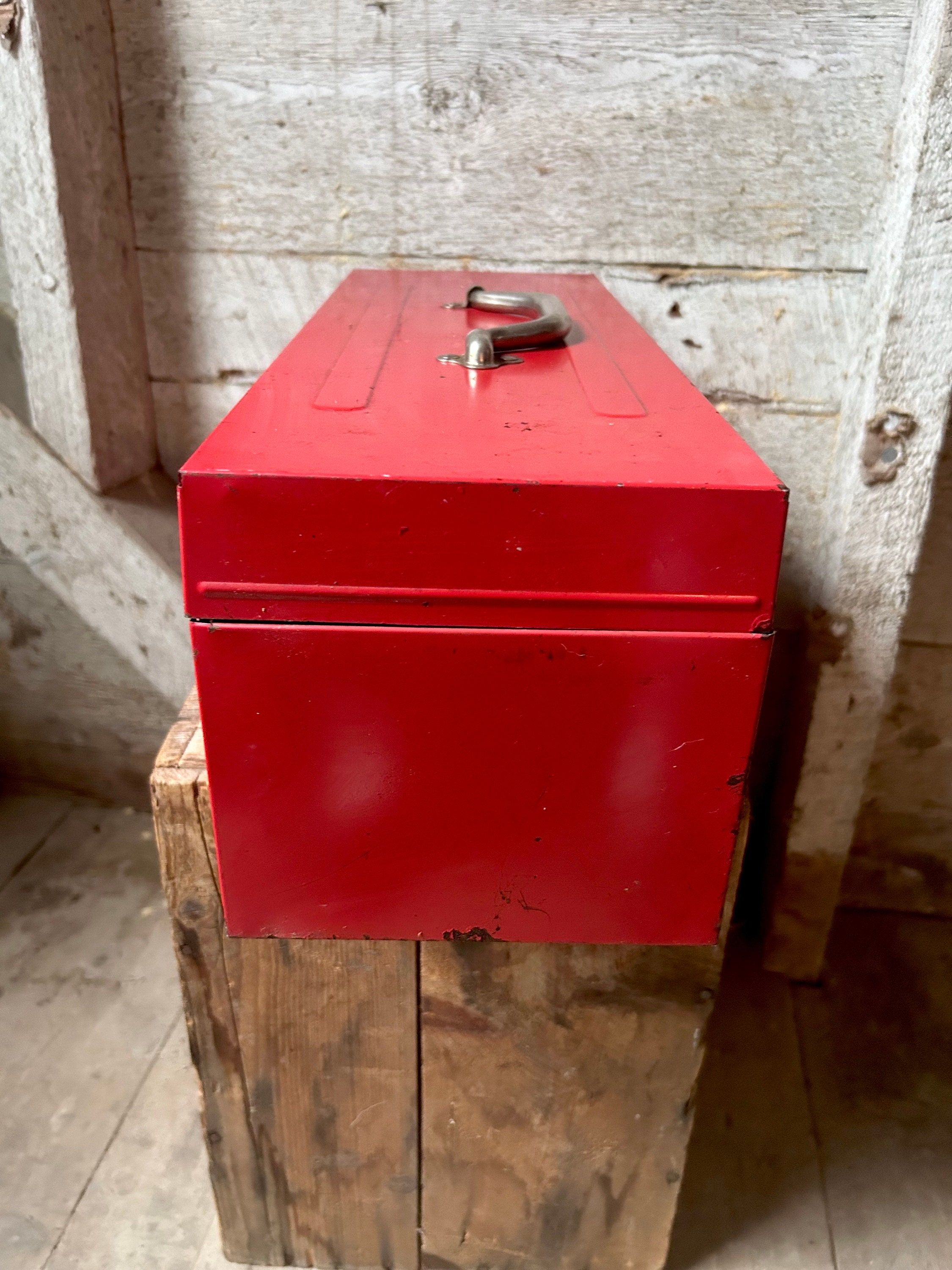 ツールボックス 金属製 赤 アンティーク調 ツールボックス 収納 工業用