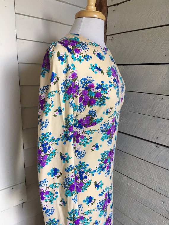 70s floral maxi dress - long sleeves - handmade -… - image 4