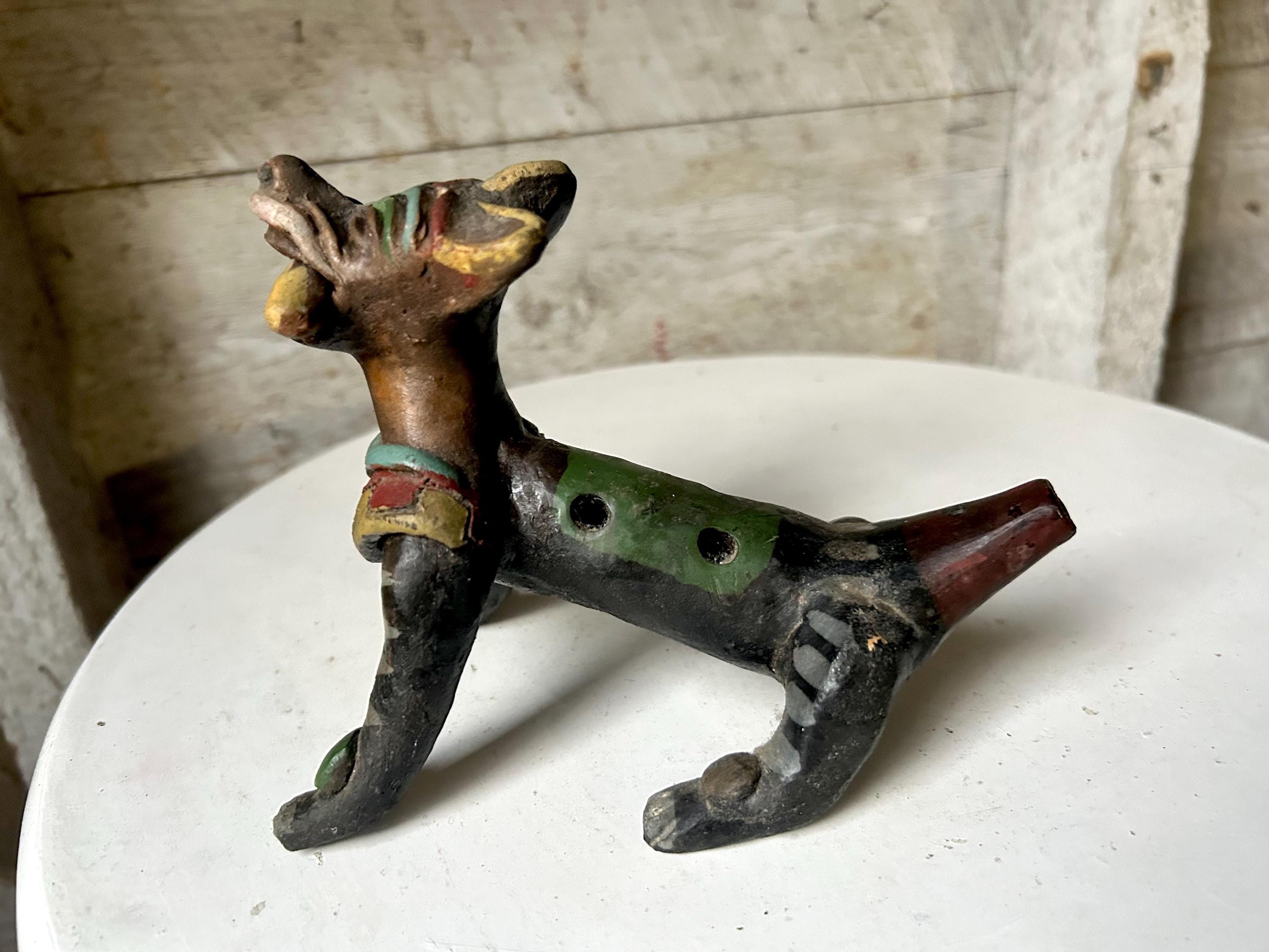 チヨコ meet culture ソフビ Xiliitzcuintli Flute Whistle Mexican Ceramic Dog Aztec Pottery