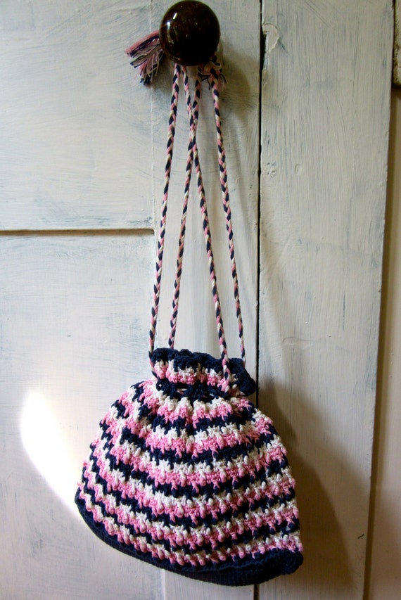 60s Cotton Hand Crochet Bag - Mercerized Cotton -… - image 4