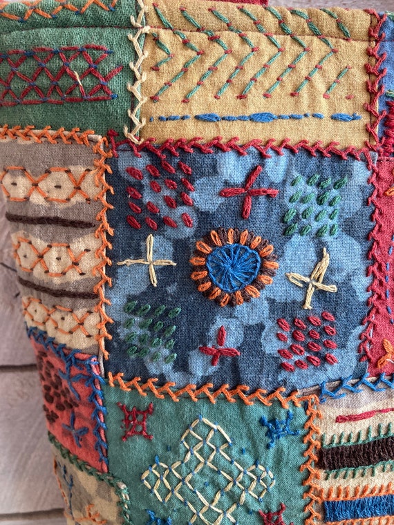 Hippie boho patchwork bag embroidered colorful sh… - image 8