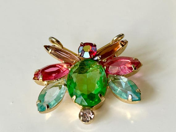 Juliana D&E insect brooch - flying insect jewelry - rhinestone brooch - 50s -