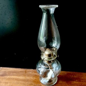 Pressed glass oil lamp - clear glass farmhouse decor - kerosene lamps - glass lamps