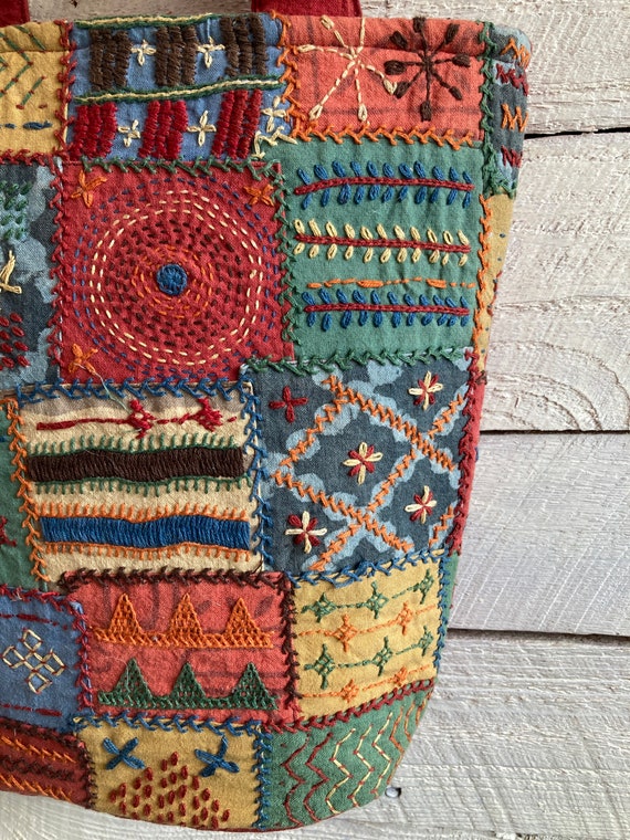 Hippie boho patchwork bag embroidered colorful sh… - image 7