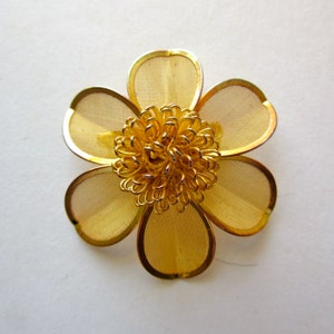 Gold Tone Flower Brooch pin