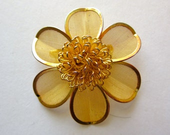 Gold Tone Flower Brooch pin