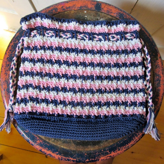 60s Cotton Hand Crochet Bag - Mercerized Cotton -… - image 2