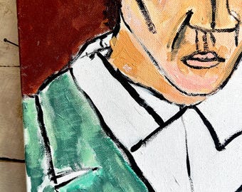 ピカソの自画像 1907 年のコピー、キャンバスにアクリル ベン